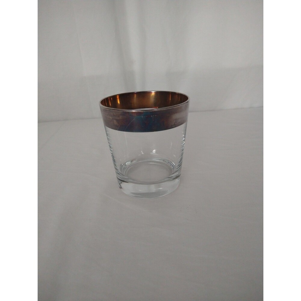 Dorothy Thorpe Style Silver Rimmed Glass Double Shot Whiskey Glass
